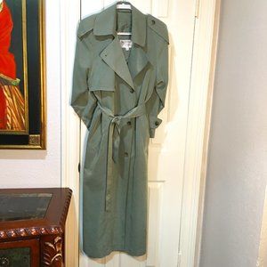 J.Gallery full length pea green trench coat size medium